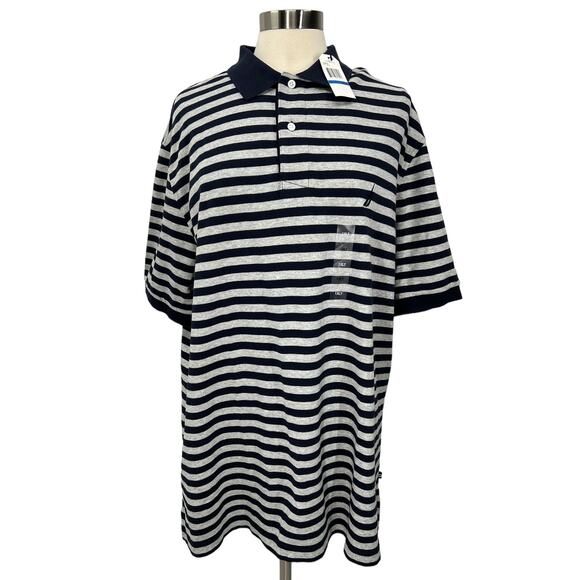 NAUTICA Men's NEW Grey & Black Striped Polo Shirt SZ 1X - Picture 1 of 12